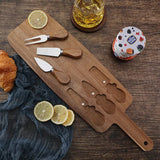 Brown And Black Premium Acacia Wood Cheese Board Set | Charcuterie Platter with 3 Stainless Steel Knives - Extra Image