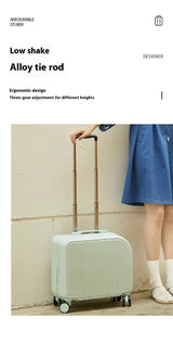 Light Blue Compact 18-Inch Carry-On Suitcase | Lightweight ABS Hardside Spinner Luggage - Top-Down View