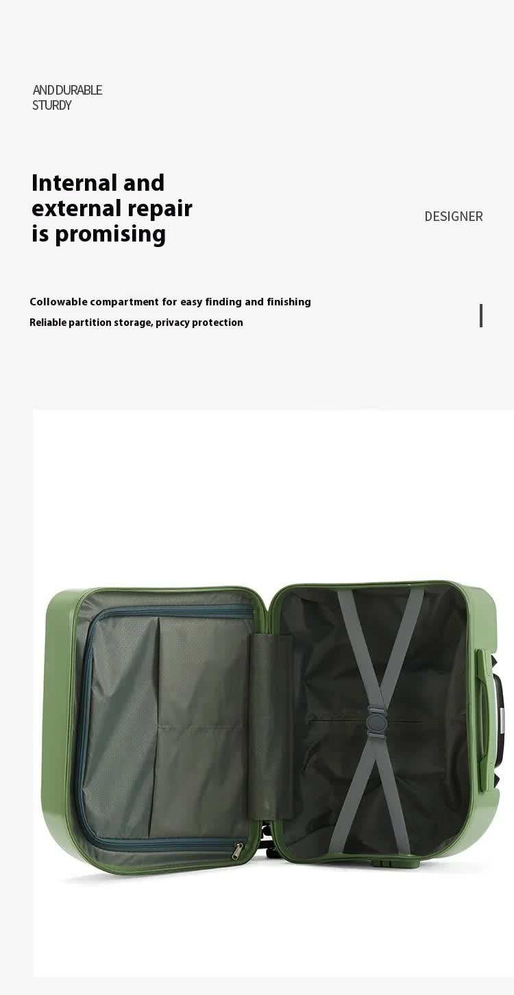 Dark Green Compact 18-Inch Carry-On Suitcase | Lightweight ABS Hardside Spinner Luggage