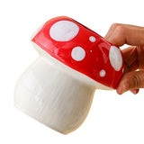 Red And White Adorable Ceramic Mushroom Desk Organizer - Cute Pen & Makeup Brush Holder - 45-Degree Angle