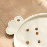 White Non-Slip Pet Feeding Mat - Waterproof Dog & Cat Food Bowl Placemat with Raised Edges - 45-Degree Angle