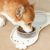 Orange Non-Slip Pet Feeding Mat - Waterproof Dog & Cat Food Bowl Placemat with Raised Edges - Top-Down View