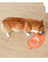 Orange Non-Slip Pet Feeding Mat - Waterproof Dog & Cat Food Bowl Placemat with Raised Edges - Close-Up Angle