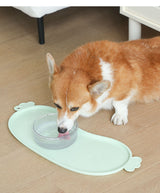 Orange Non-Slip Pet Feeding Mat - Waterproof Dog & Cat Food Bowl Placemat with Raised Edges - Low Angle