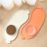 Blue Non-Slip Pet Feeding Mat - Waterproof Dog & Cat Food Bowl Placemat with Raised Edges - Front View
