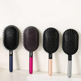 Rose Red Air Cushion Massage Paddle Brush & Wide Tooth Comb Set - Gentle Detangling for All Hair Types