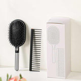 Rose Red Air Cushion Massage Paddle Brush & Wide Tooth Comb Set - Gentle Detangling for All Hair Types - Side View