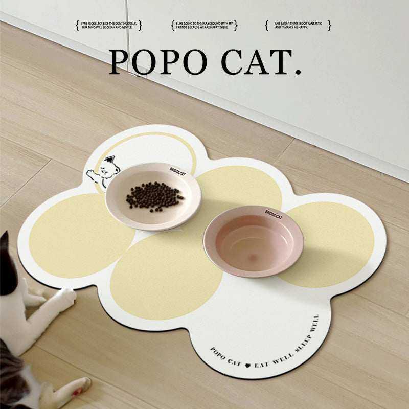 Style 2 Pink And Yellow Absorbent Diatomaceous Earth Pet Feeding Mat - Non-Slip & Quick Dry Placemat (50x80cm)