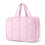 Size M Pink Quilted Hanging Toiletry Bag with Jewelry Organizer - Travel Cosmetic Case(28*12*20)