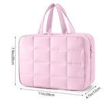 Size M Black Quilted Hanging Toiletry Bag with Jewelry Organizer - Travel Cosmetic Case(28*12*20) - Side View