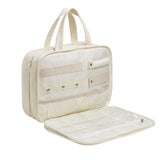 Size M Black Quilted Hanging Toiletry Bag with Jewelry Organizer - Travel Cosmetic Case(28*12*20)