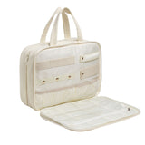 Size M Black Quilted Hanging Toiletry Bag with Jewelry Organizer - Travel Cosmetic Case(28*12*20) - Top-Down View