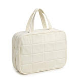 Size M Black Quilted Hanging Toiletry Bag with Jewelry Organizer - Travel Cosmetic Case(28*12*20) - Rear View