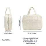 Size L Beige Quilted Hanging Toiletry Bag with Jewelry Organizer - Travel Cosmetic Case(31*12*23) - Top-Down View