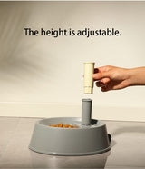 Beige Base Adjustable Height Pet Water Dispenser with Food Bowl Base - Non-Drip Bottle Feeder Station for Dogs & Cats - 45-Degree Angle