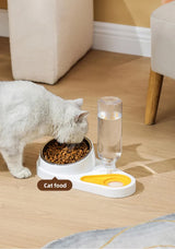 Blue Pet Bowl Set with Automatic Gravity Water Dispenser - Stainless Steel & PP Feeder Station - Front View