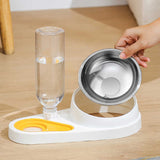 Blue Pet Bowl Set with Automatic Gravity Water Dispenser - Stainless Steel & PP Feeder Station - Side View
