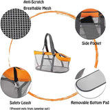 Green And Grey Lightweight Breathable Mesh Pet Carrier Handbag - Portable Travel Tote for Small Dogs & Cats up to 8kg - Side View