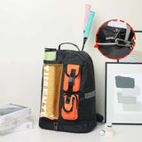 Purple And Black Stylish Sports Backpack with Contrast Pockets - Unisex Gym Bag for Badminton & Tennis - Rear View