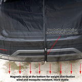 Size XL Black Magnetic Car Window Sun Shade Screens & SUV Tailgate Mosquito Net Set - Breathable Bug Protection - Low Angle