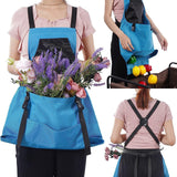 Blue Garden Harvesting Apron - Waterproof Oxford Cloth with Quick Release Pouch - Top-Down View