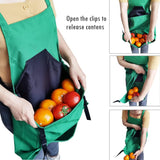 Blue Garden Harvesting Apron - Waterproof Oxford Cloth with Quick Release Pouch - Rear View