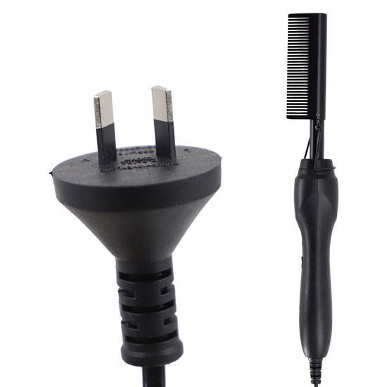 Black Electric Hot Comb Hair Straightener - Fast Heating Styling Tool with 3 Temp Settings & Anti-Scald Guard