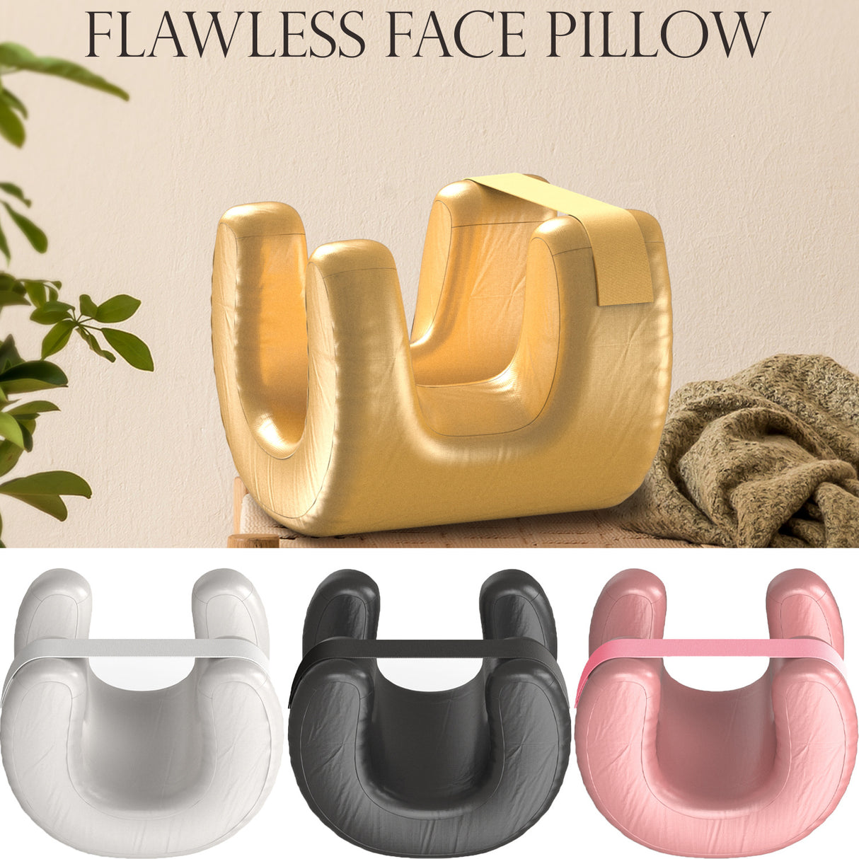 Pink Beauty Sleep Pillow - Contoured Memory Foam Pillow for Face & Neck Support