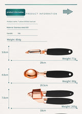 Black And Rose Gold 7-Piece Kitchen Gadget Set - Stainless Steel Utensils with Comfort Grip Handles - Rear View