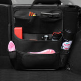 3 Pcs Black Premium Car Back Seat & Trunk Organizer - Multi-Pocket Hanging Storage Bag - Front View