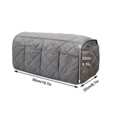 2 Pcs Grey Quilted Sofa Armrest Organizer Caddy - Multi-Pocket Remote Control Holder Bag - Top-Down View