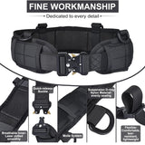 Black Adjustable Tactical Battle Belt Set - Padded MOLLE Outer & Nylon Inner Belt - Side View