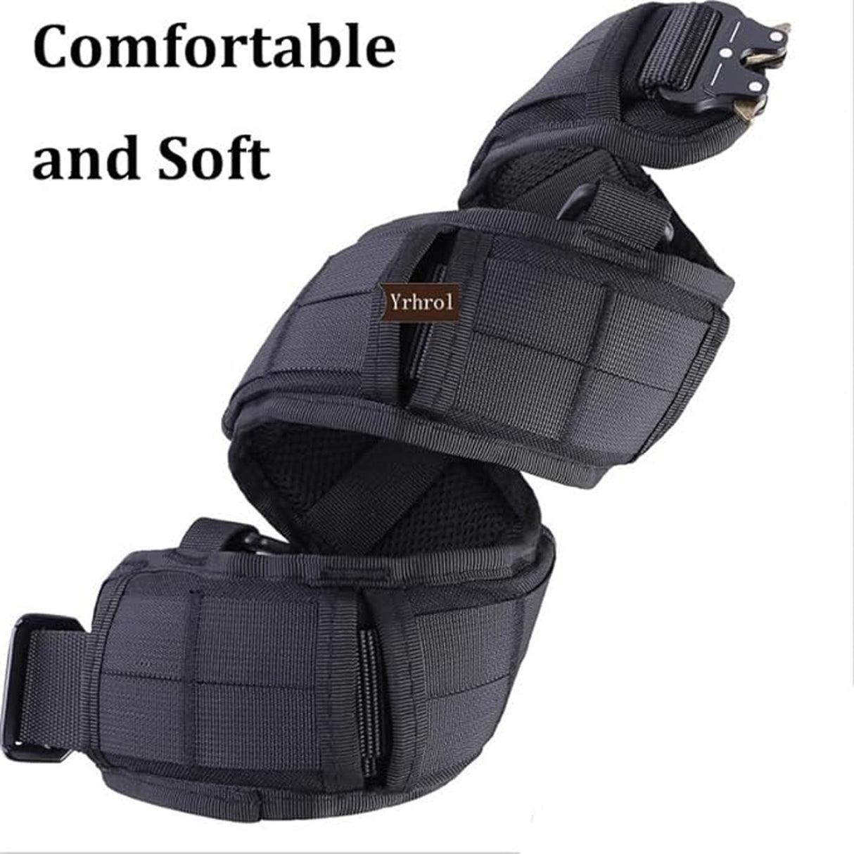 Black Adjustable Tactical Battle Belt Set - Padded MOLLE Outer & Nylon Inner Belt