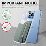 2 Pcs Black Multifunction Stick-On Phone Wallet - PU Leather Card Holder with Zipper & Flip Cover