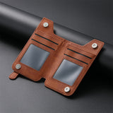 2 Pcs Khaki Multifunction Stick-On Phone Wallet - PU Leather Card Holder with Zipper & Flip Cover - Low Angle