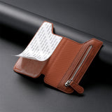 2 Pcs Khaki Multifunction Stick-On Phone Wallet - PU Leather Card Holder with Zipper & Flip Cover - Extra Image