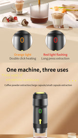 Black 3-in-1 Portable Electric Espresso Maker - Rechargeable Travel Coffee Machine for Capsules & Ground Coffee - Top-Down View
