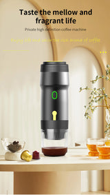 Silver 3-in-1 Portable Electric Espresso Maker - Rechargeable Travel Coffee Machine for Capsules & Ground Coffee - Front View