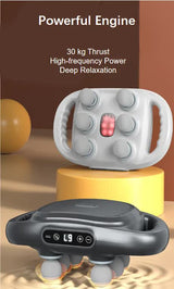 Dark Grey Advanced 6-Head Percussion Massager with Heat - Rechargeable Deep Tissue Muscle Relief Gun - Front View