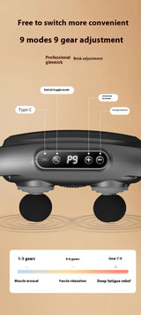 Dark Grey Advanced 6-Head Percussion Massager with Heat - Rechargeable Deep Tissue Muscle Relief Gun - Top-Down View