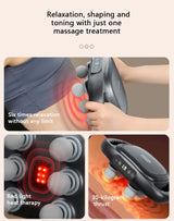 Dark Grey Advanced 6-Head Percussion Massager with Heat - Rechargeable Deep Tissue Muscle Relief Gun - 45-Degree Angle