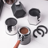 Silver Diamond Professional Aluminum Espresso Tamping Station - Adjustable Portafilter Holder Stand - Side View