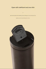White Sleek Insulated Stainless Steel Coffee Tumbler Set (400ml & 500ml) - One-Touch Lid Travel Mugs - Rear View