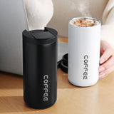 Blue Gradient Color Sleek Insulated Stainless Steel Coffee Tumbler Set (400ml & 500ml) - One-Touch Lid Travel Mugs - Front View