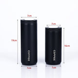 Blue Gradient Color Sleek Insulated Stainless Steel Coffee Tumbler Set (400ml & 500ml) - One-Touch Lid Travel Mugs - Top-Down View