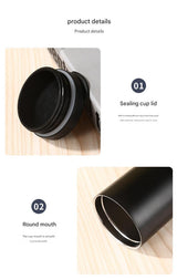 Blue Gradient Color Sleek Insulated Stainless Steel Coffee Tumbler Set (400ml & 500ml) - One-Touch Lid Travel Mugs - Low Angle