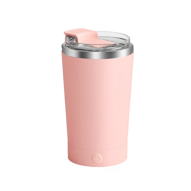 Pink 316 Stainless Steel Rechargeable Electric Self-Stirring Mug - 420ml Automatic Mixing Cup with M