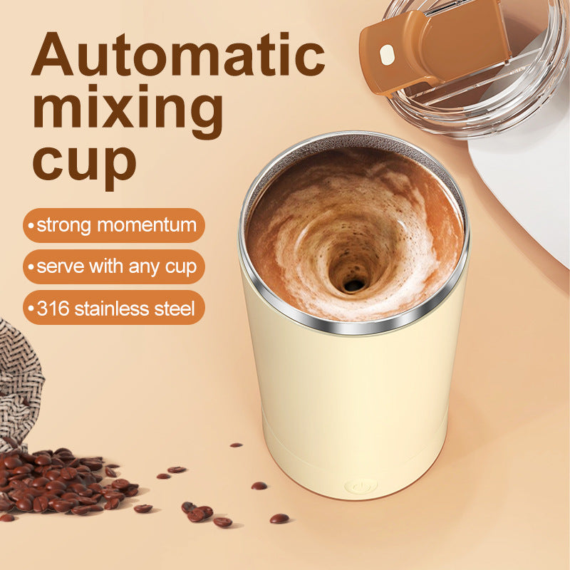 Pink 316 Stainless Steel Rechargeable Electric Self-Stirring Mug - 420ml Automatic Mixing Cup with M