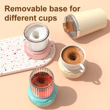 Pink 316 Stainless Steel Rechargeable Electric Self-Stirring Mug - 420ml Automatic Mixing Cup with Magnetic Rotor - Top-Down View