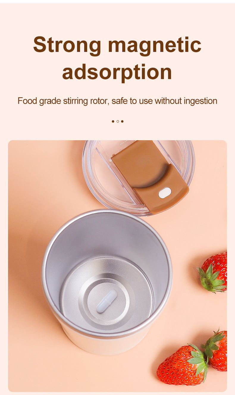 Pink 316 Stainless Steel Rechargeable Electric Self-Stirring Mug - 420ml Automatic Mixing Cup with M